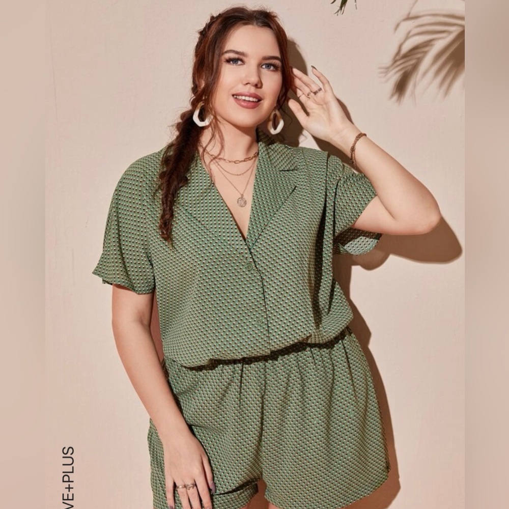 Green Short Romper SHEIN 2X